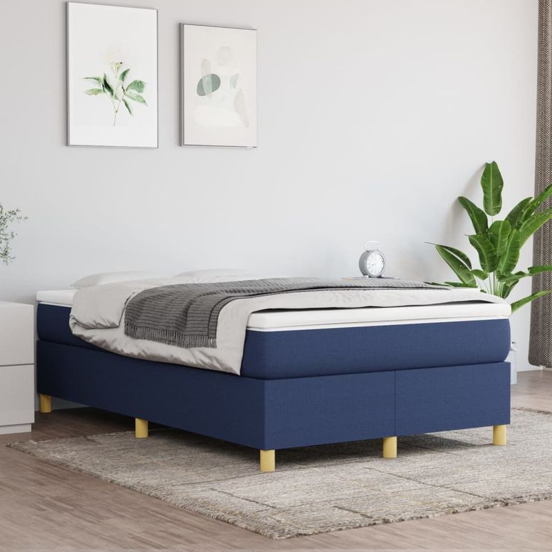 vidaXL - Boxspring - met - matras - stof - blauwx200 - cm
