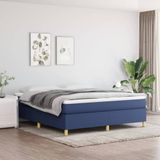 vidaXL Boxspring met matras stof blauw 180x200 cm