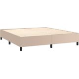 vidaXL Boxspring met matras kunstleer cappuccinokleurig 160x200 cm