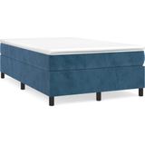 vidaXL Boxspring met matras fluweel donkerblauw 120x200 cm