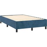 vidaXL Boxspring met matras fluweel donkerblauw 120x200 cm