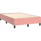 vidaXL Boxspring met matras fluweel roze 120x200 cm