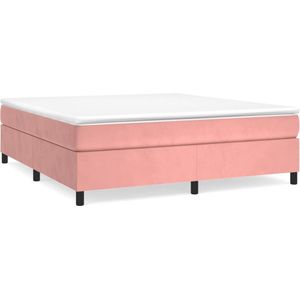 VidaXL Boxspring Matras Fluweel Roze 160x200 cm