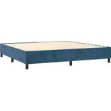 vidaXL Boxspring met matras fluweel donkerblauw 200x200 cm