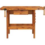 Houten Werkbank - Acaciahout - Met Opberglade en Schap