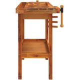 Houten Werkbank - Acaciahout - Met Opberglade en Schap