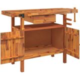 Houten Werkbank - Massief Acaciahout - Stabiel Werkoppervlak - Met Opbergruimte
