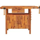 Houten Werkbank - Massief Acaciahout - Stabiel Werkoppervlak - Met Opbergruimte