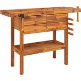 vidaXL - Werkbank - Acaciahout - 4 Lades - Stabiel Werkblad