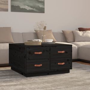 vidaXL - Salontafel - Zwart - Massief Grenenhout - 4 Lades