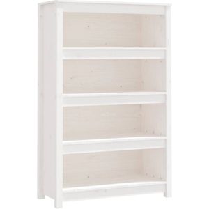 VidaXL Boekenkast 80x35x126 cm Massief Grenenhout Wit