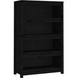 vidaXL Bücherregal Schwarz 80x35x126 cm Massivholz Kiefer