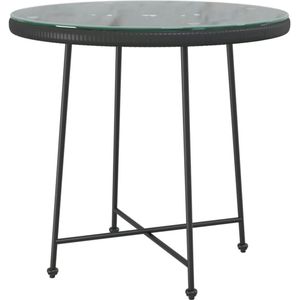 vidaXL - Eettafel - Ø80 cm - Gehard Glas - Staal - Zwart