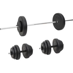 vidaXL - Halterset - 60 kg - Verchroomd Staal - Beton Gewichten - Vloervriendelijk Kunststof