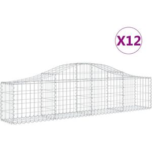 vidaXL-Schanskorven-12-st-gewelfd-200x30x40/60-cm-gegalvaniseerd-ijzer