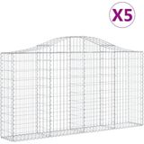 vidaXL Gabionen mit Hochbogen 5 Stk. 200x30x100/120cm Verzinktes Eisen