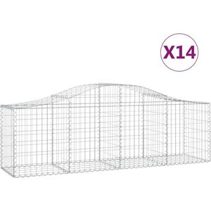 vidaXL-Schanskorven-14-st-gewelfd-200x50x60/80-cm-gegalvaniseerd-ijzer