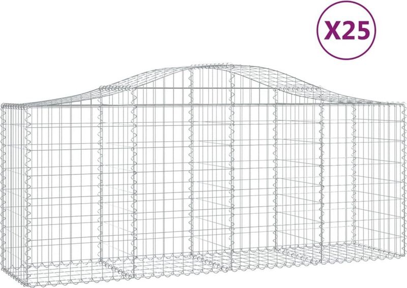Gabionen mit Hochbogen 25 Stk. 200x50x80/100cm Verzinktes Eisen vidaXL