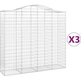 Jinlefu - Gabionen mit Hochbogen 3 Stk. 200x50x180/200cm Verzinktes Eisen vidaXL