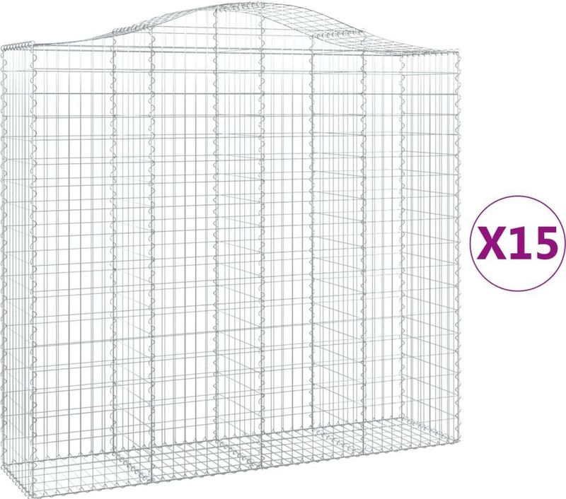 Vidaxl - Gabionen mit Hochbogen 15Stk. 200x50x180/200cm Verzinktes Eisen