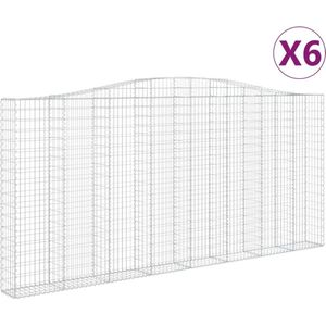 vidaXL - Schanskorven - 6 - st - gewelfd - 400x30x180/200 - cm - ijzer