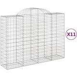 vidaXL - Schanskorven - 11 - st - gewelfd - 200x50x140/160 - cm - ijzer
