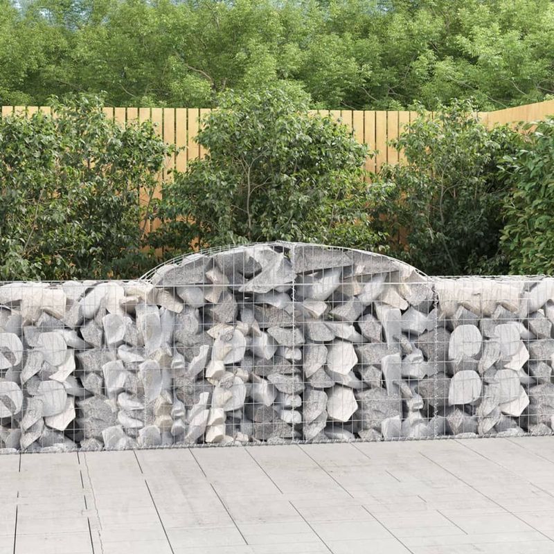 vidaXL - Schanskorven - 17 - st - gewelfd - 300x50x80/100 - cm - ijzer