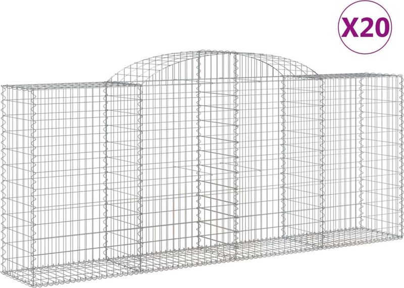 Vidaxl - Gabionen mit Hochbogen 20 Stk 300x50x120/140cm Verzinktes Eisen