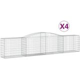 vidaXL - Schanskorven - 4 - st - gewelfd - 400x50x80/100 - cm - gegalvaniseerd - ijzer