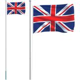 vidaXL Flagge Großbritanniens mit Mast 6,23 m Aluminium