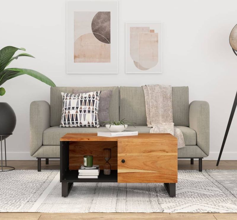 vidaXL Salontafel 80x50x40 cm massief acaciahout en bewerkt hout