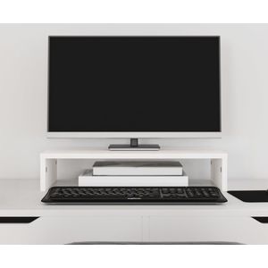 vidaXL Monitorstandaard 50x27x10 cm massief grenenhout wit