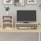 vidaXL - Monitorstandaard - 81x20x30 - cm - massief - grenenhout