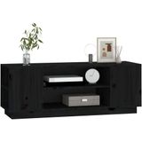 vidaXL TV-Schrank Schwarz 110x35x40,5 cm Massivholz Kiefer