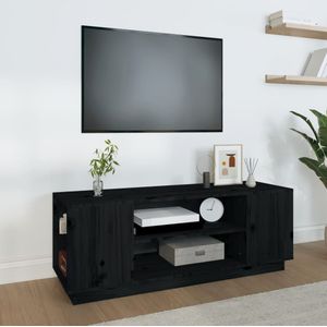 vidaXL Tv-meubel 110x35x40,5 cm massief grenenhout zwart