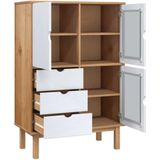 vidaXL Highboard OTTA Braun&Weiß 85x43x125 cm Massivholz Kiefer