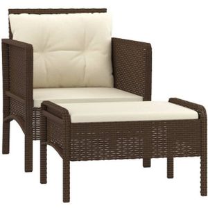 vidaXL Gartenlounge-Set 2-tlg. Garten-Lounge-Set mit Kissen Braun Poly Rattan, (1-tlg)