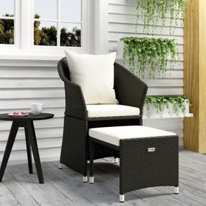 2-tlg. Garten-Lounge-Set mit Kissen Schwarz Poly Rattan Vidaxl