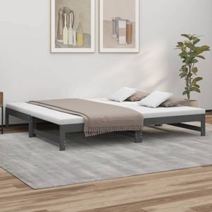 vidaXL Tagesbett Ausziehbar Grau 2x(90x200) cm Massivholz Kiefer