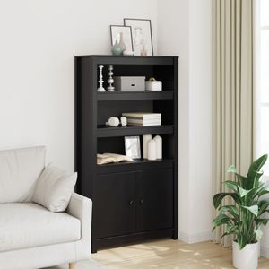 vidaXL Highboard Schwarz 80x35x154 cm Massivholz Kiefer