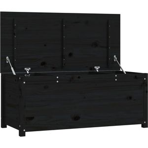 VidaXL Opbergbox Zwart 110x50x45,5 cm - Massief Grenenhout