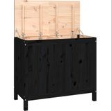 vidaXL Wasmand - Zwart - Massief Grenenhout - 2 Secties