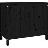 vidaXL Wasmand - Zwart - Massief Grenenhout - 2 Secties