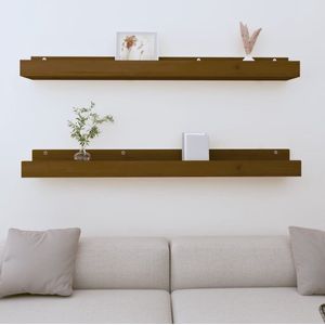 vidaXL - Wandschappen - Houten - Honingbruin - Massief Grenenhout - 2 Stuks