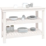 Houten Werkbank - Wit - Massief Grenenhout - Voldoende Opbergruimte