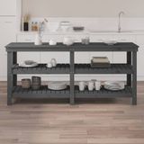 vidaXL Werkbank Grau 181x50x80 cm Massivholz Kiefer