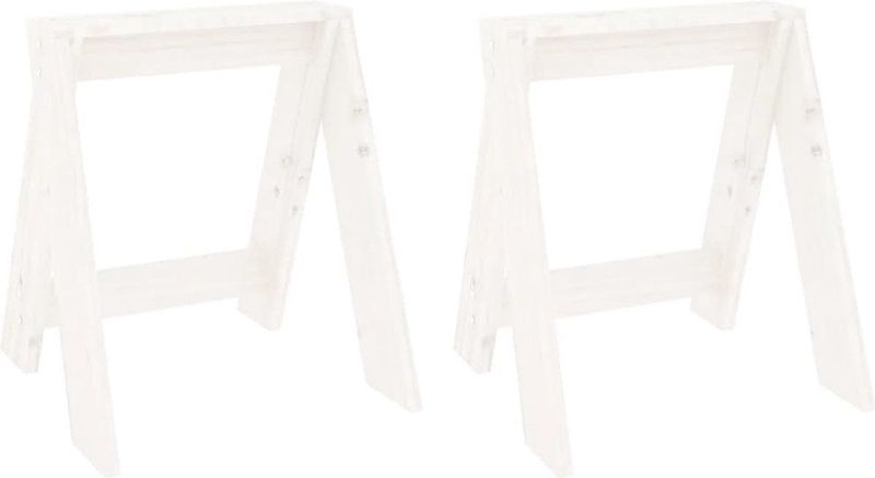 vidaXL Hocker 2 Stk. Weiß 40x40x45 cm Massivholz Kiefer