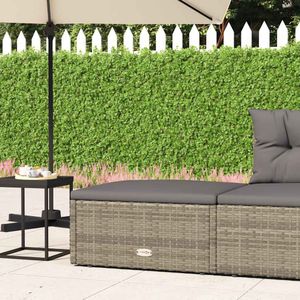 vidaXL - Tuinvoetenbank - met - kussen - poly - rattan - grijs
