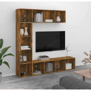 VidaXL 3-Delige Boekenkast/TV-Meubelset 180x30x180 cm Gerookt Eiken