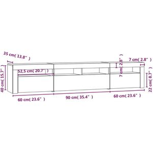 VidaXL TV-meubel met LED-verlichting 210x35x40 cm - Wit